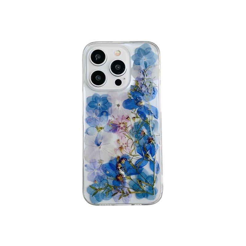 蓝色小飞燕绣球花  手作押花手机壳适用于iPhone Samsung Sony LG - 手机壳/手机套 - 植物．花 