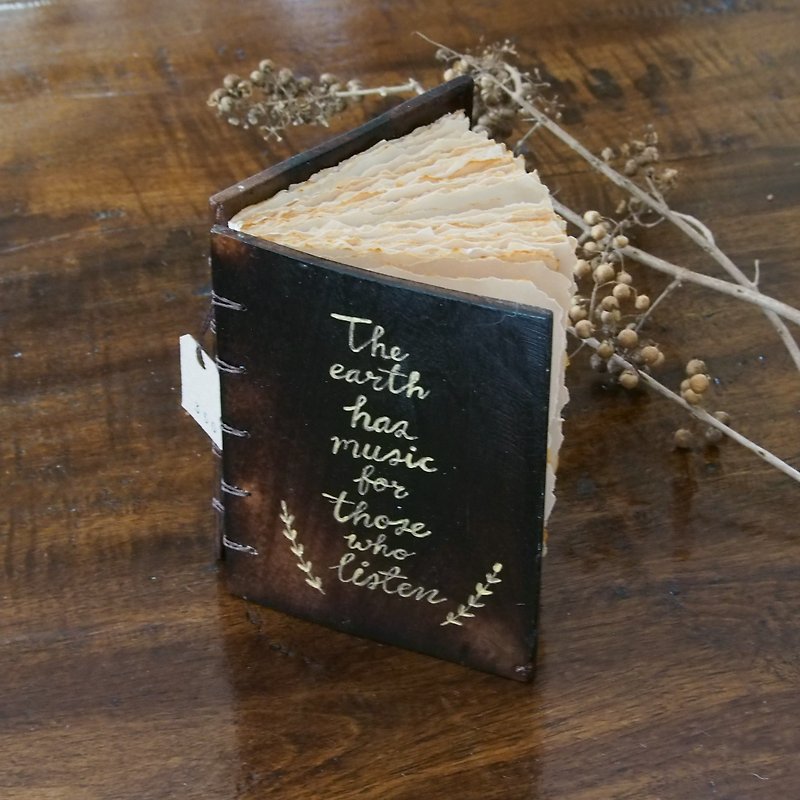 Burning wood cover notebook handmadenotebook diaryhandmade wood  筆記本 - 笔记本/手帐 - 木头 黑色