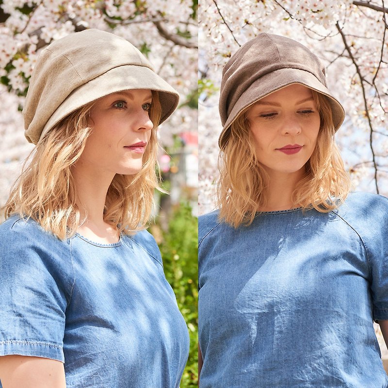 100%有机棉 柔软有机棉 无檐盔式遮阳帽 日本设计 - 帽子 - 棉．麻 卡其色