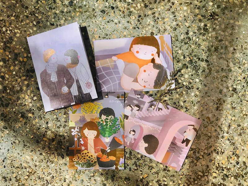 【迟速有时 】插画明信片 - 恋人系列套装 - 卡片/明信片 - 纸 多色