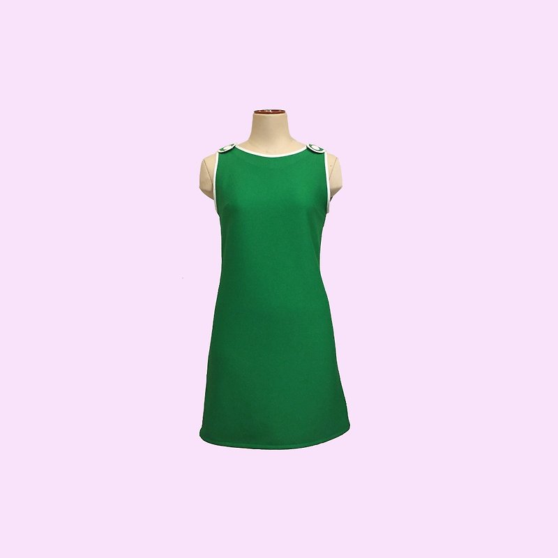 retro one-piece sandra - 洋装/连衣裙 - 聚酯纤维 绿色