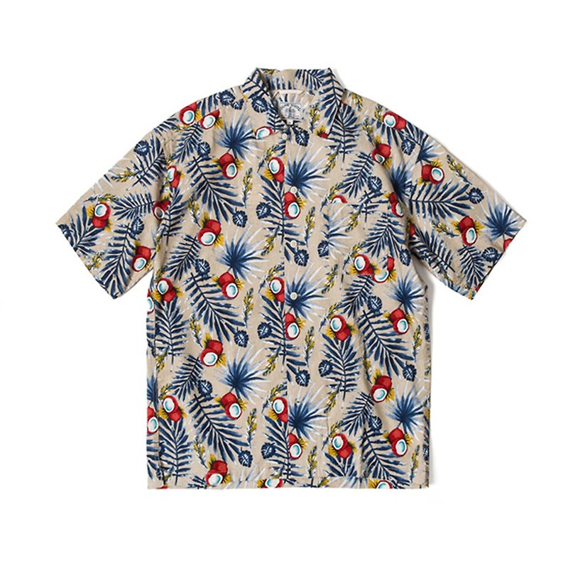 ISLAND SCOUTS 全棉复古夏威夷衬衫 - 米色热带印花 - 男装衬衫 - 棉．麻 多色