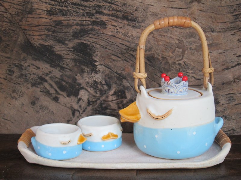 Duck teapot - 餐刀/叉/匙组合 - 陶 蓝色