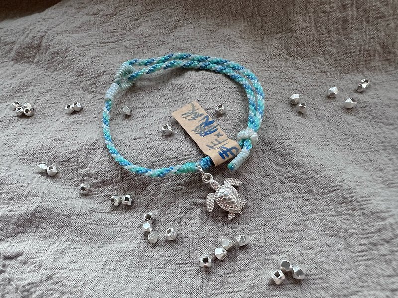 S925海龟蜡线手链 - 手链/手环 - 纯银 蓝色