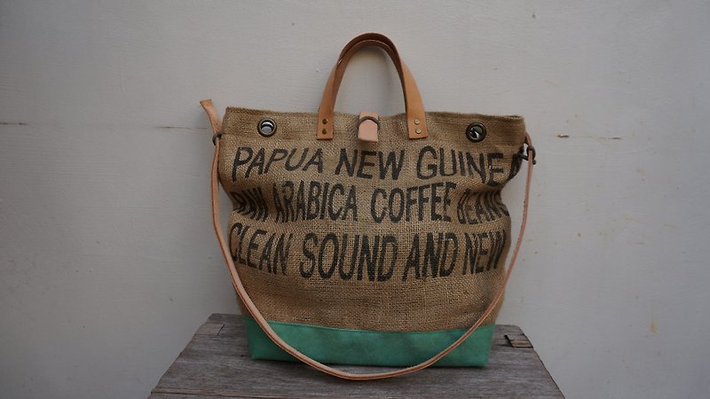帆布+咖啡袋 托特包 - 侧背包/斜挎包 - 纸 