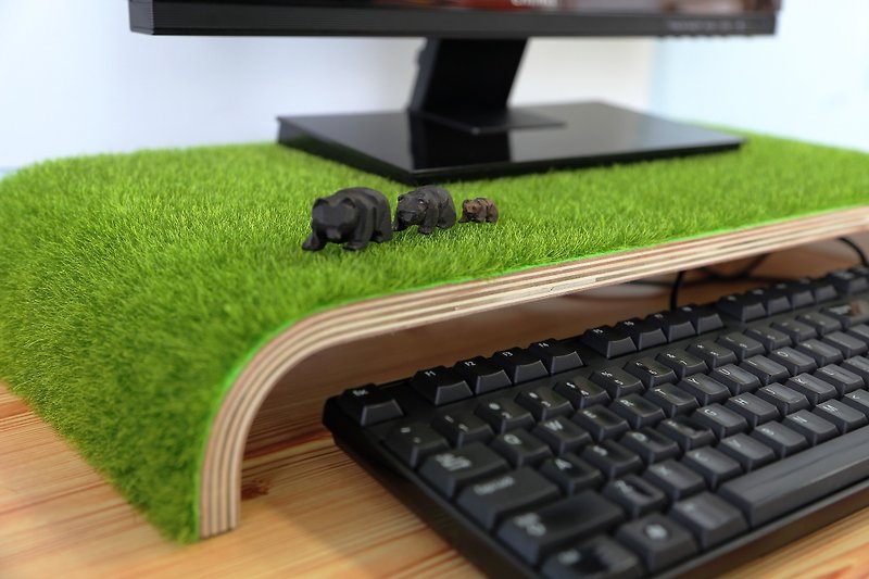 【欧士OSHI】轻草地屏幕架  桌上置物架  键盘架  (无法使用超取) - 摆饰 - 木头 绿色