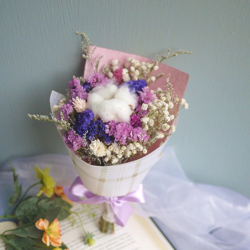 小品礼赞-棉花 粉紫星辰 干燥花束 毕业 - 干燥花/捧花 - 植物．花 紫色