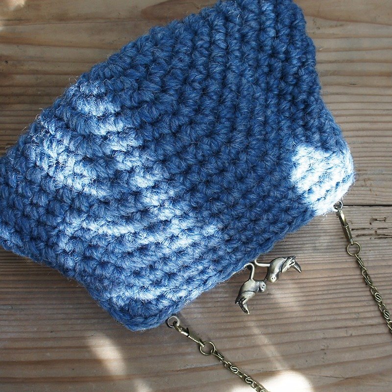 Ba-ba handmade☆ crochet petit-bag (No.C1042) - 手提包/手提袋 - 其他材质 蓝色