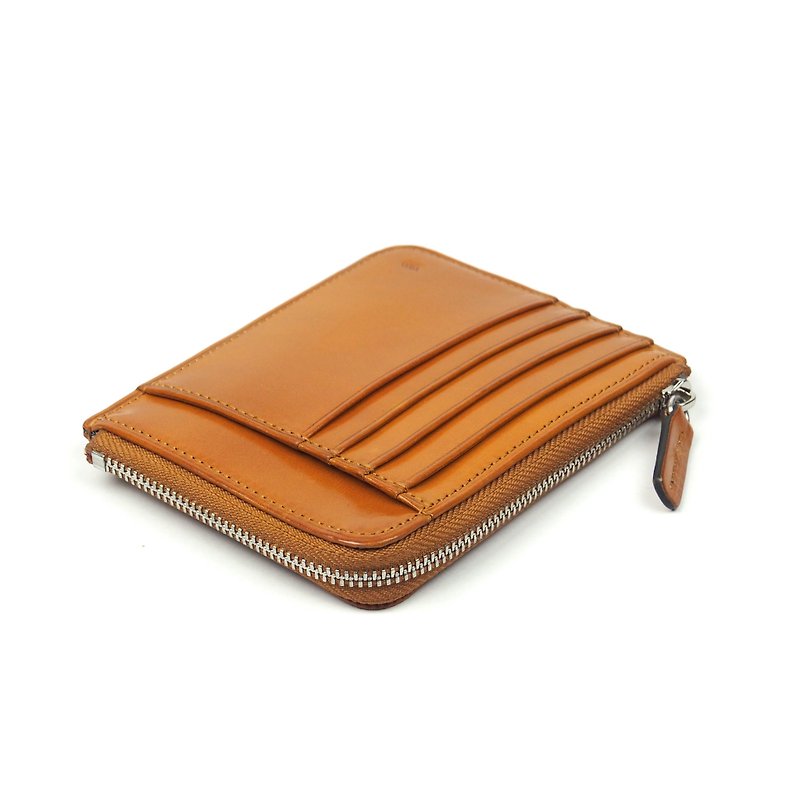 Card zip purse /Laterite TAN - 皮夹/钱包 - 真皮 橘色