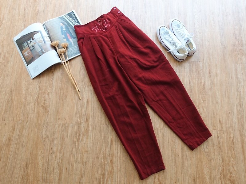 Vintage下着 / 冬季毛料长裤 no.67 - 女装长裤 - 其他材质 红色