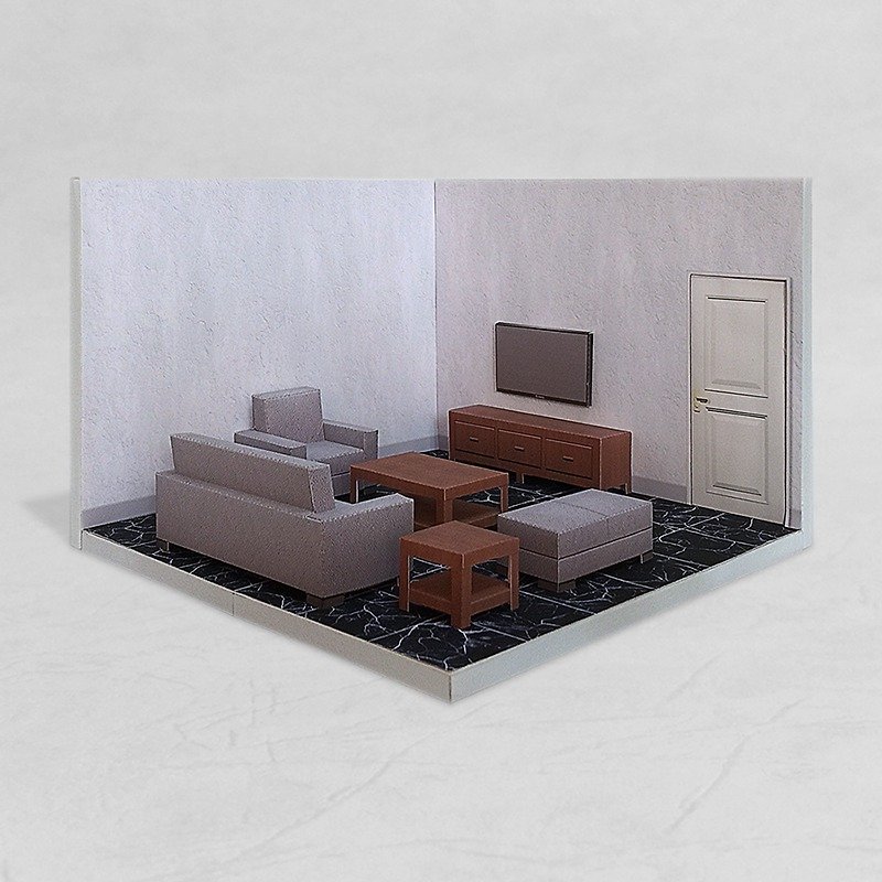 场景袖珍屋 - Living Room #001 - DIY 纸模型 - 木工/竹艺/纸艺 - 纸 灰色