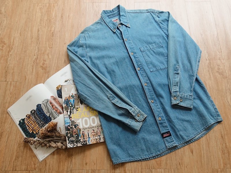 Vintage 上着 / Dickies 丹宁长袖衬衫 no.75 tk - 男装衬衫 - 棉．麻 蓝色