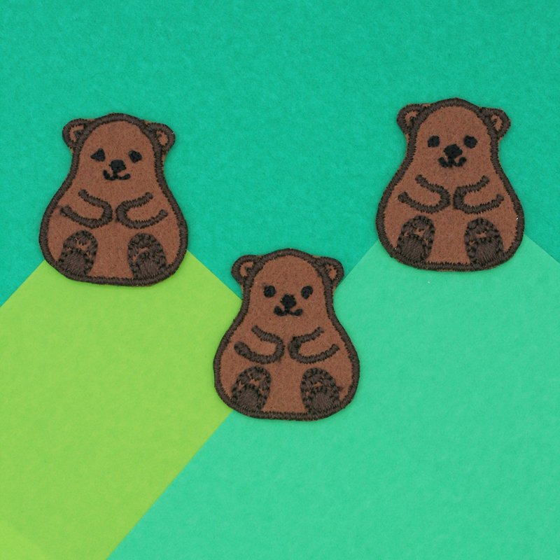Mini Brown Bear Iron Patch (Dark Brown) - 编织/刺绣/羊毛毡/裁缝 - 绣线 咖啡色