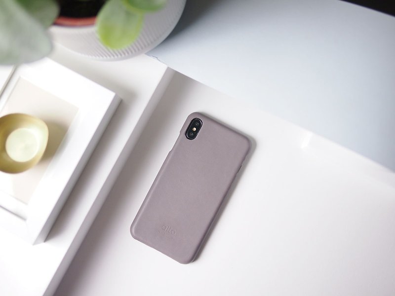 真皮手机壳背盖 iPhone Xs Max Original-灰-定制化刻字礼物 - 手机壳/手机套 - 真皮 灰色