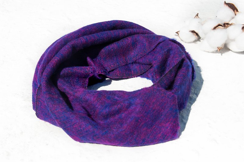 圣诞礼物纯羊毛丝巾/手工针织围巾/编织围巾/纯羊毛围巾-蓝紫星辰 - 丝巾 - 羊毛 紫色