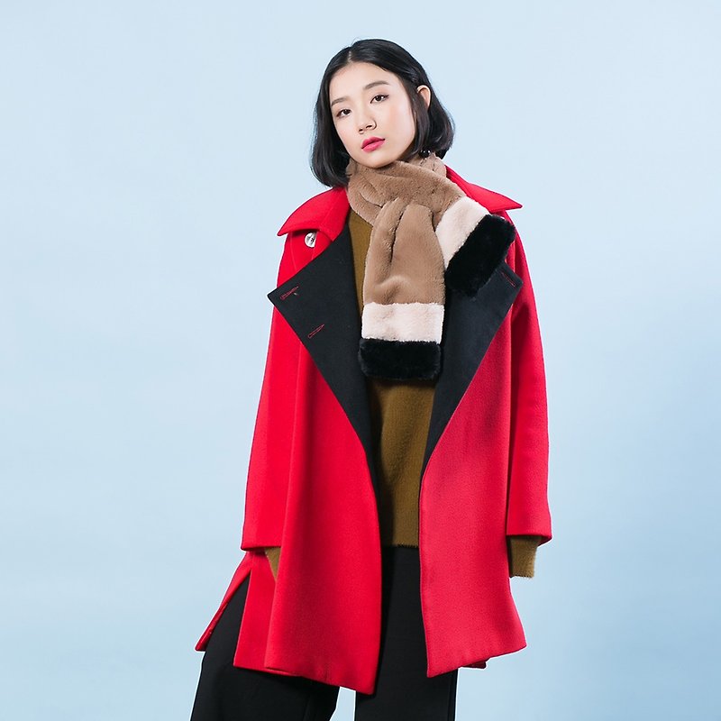 【全场特价】安妮陈新款女装领子拼红色外套 - 女装休闲/机能外套 - 其他材质 红色