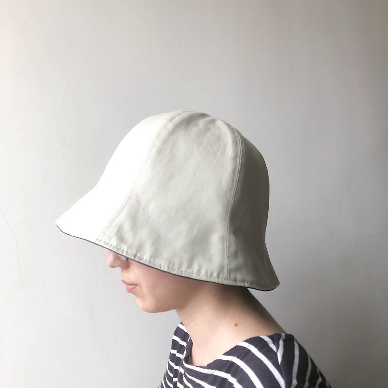 米色渔夫帽 - 帽子 - 棉．麻 白色