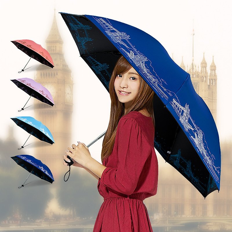 双龙伦敦铁桥无敌反向折伞黑胶反向伞(防风晴雨伞) - 雨伞/雨衣 - 防水材质 蓝色