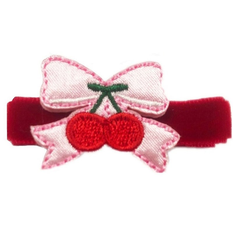 樱桃缎带发夹 全包布手工发饰Cherry - 发饰 - 聚酯纤维 红色