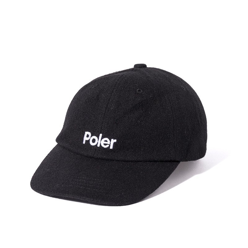 日本限定 POLER WOOL EMB BASEBALL CAP 羊毛EMB棒球帽 / 黑 - 帽子 - 羊毛 黑色