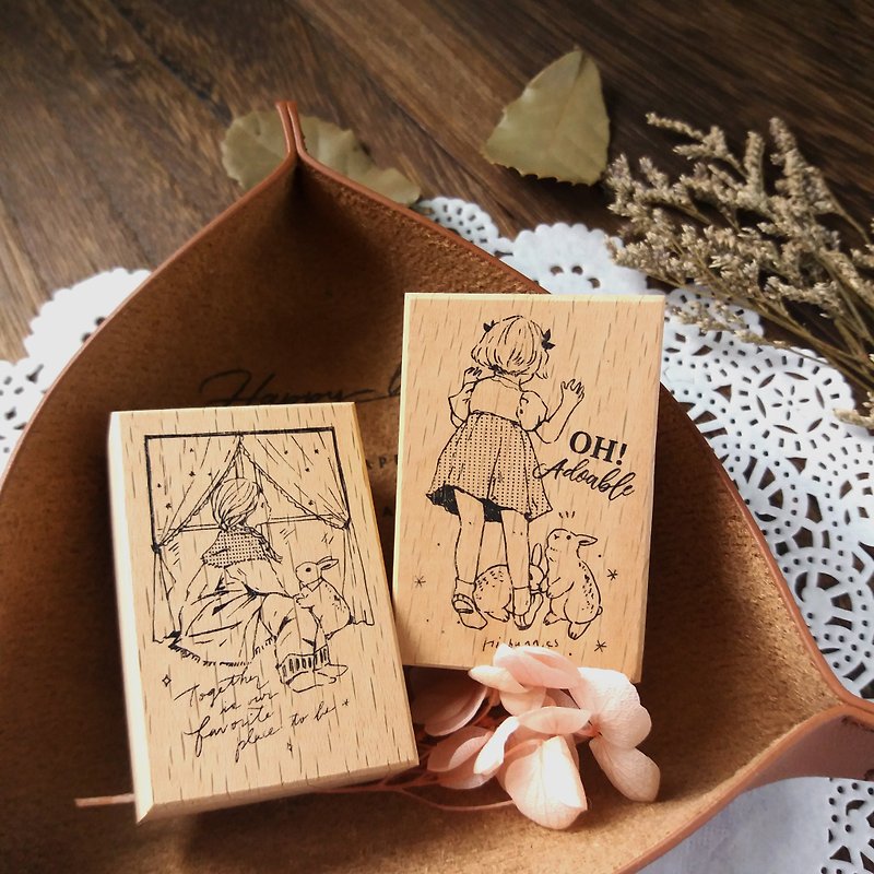 遇见兔兔印章组 - 卡片/明信片 - 木头 