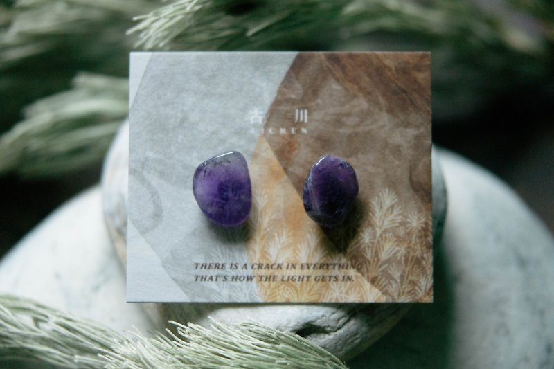 CRACK | 矿物系耳环 |  EARRINGS - 耳环/耳夹 - 玉石 紫色