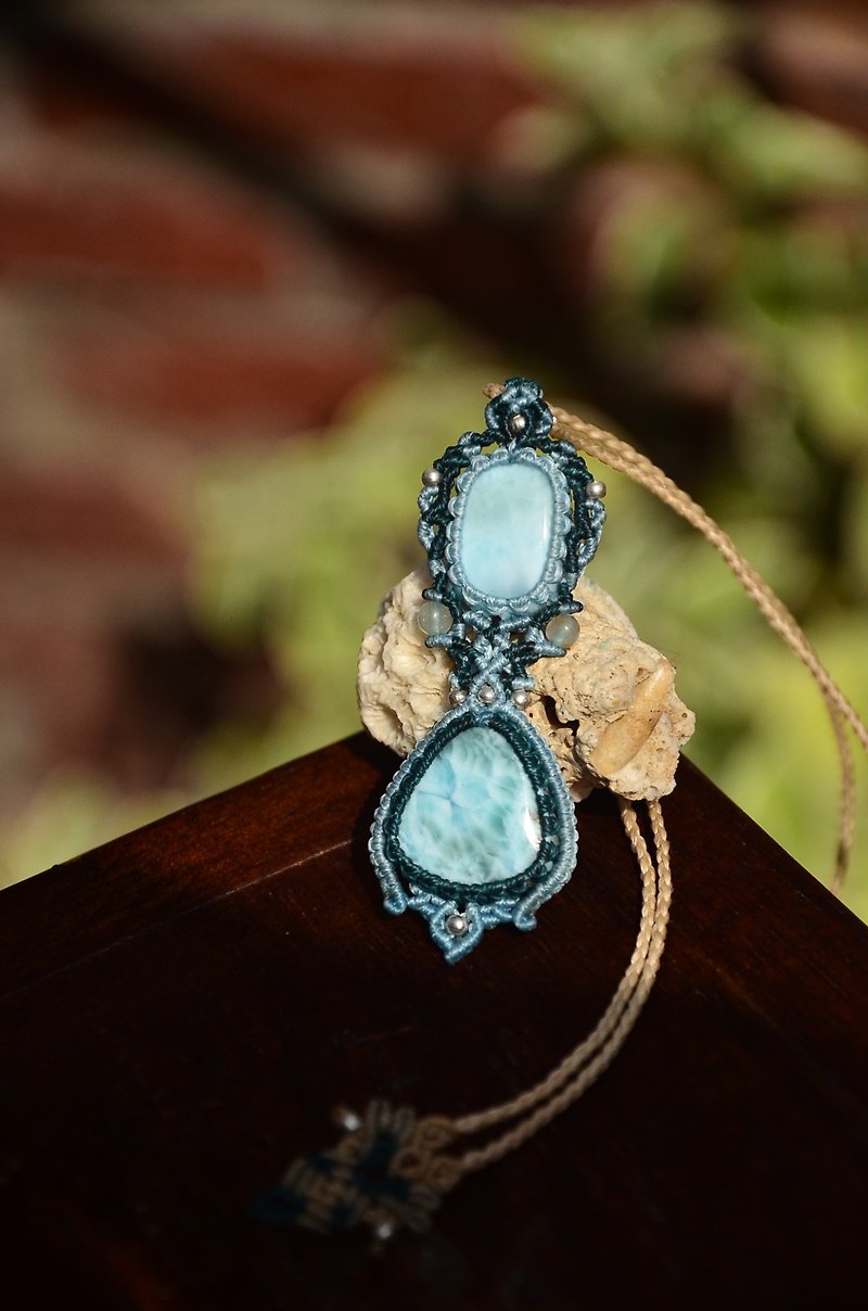 织途海纹石/拉利玛编织项链 - 项链 - 宝石 蓝色