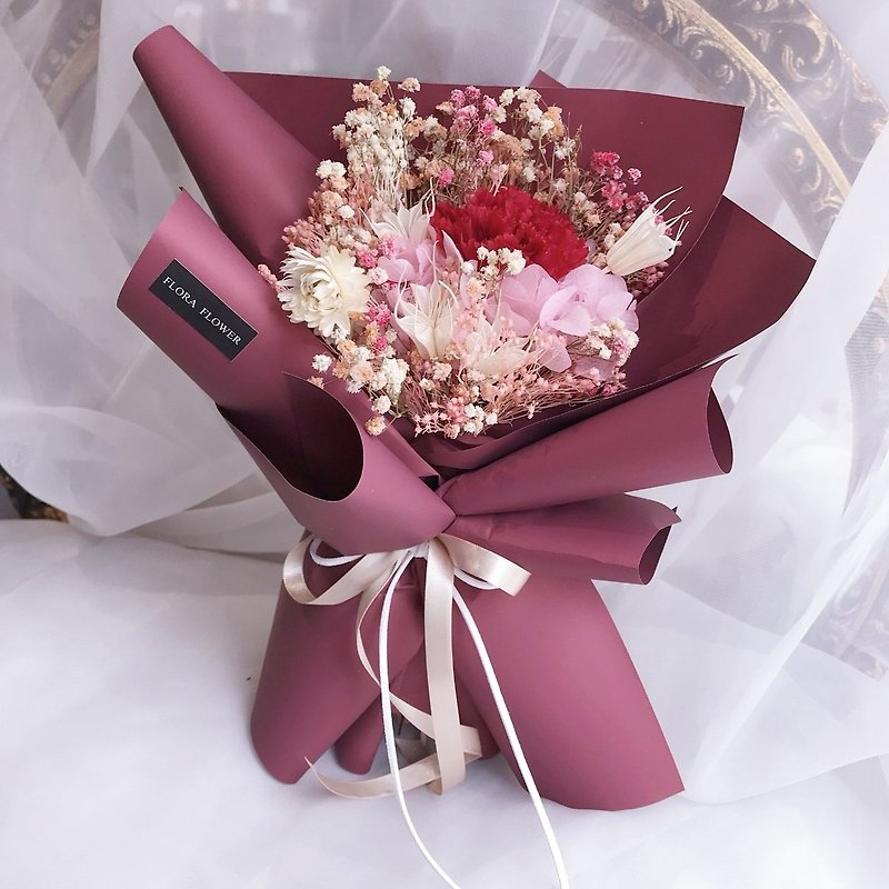 floraflower 康乃馨母亲节花束(选择包装纸) / 康乃馨 / 母亲节礼物 / 花束 - 花瓶/陶器 - 植物．花 红色