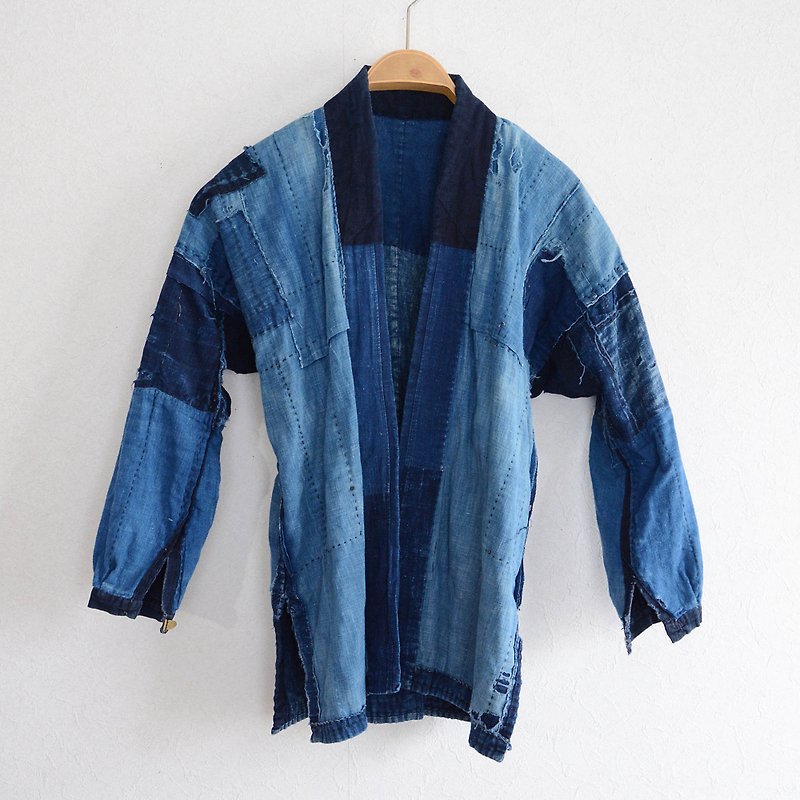 boro农夫和服夹克靛蓝染色刺子拼缝日本复古复古服装疯狂图案 - 男装外套 - 棉．麻 蓝色