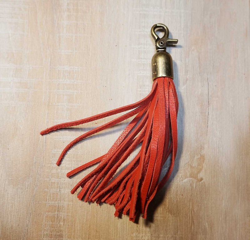 Sienna真皮流苏吊饰钥匙圈 - 钥匙链/钥匙包 - 真皮 红色