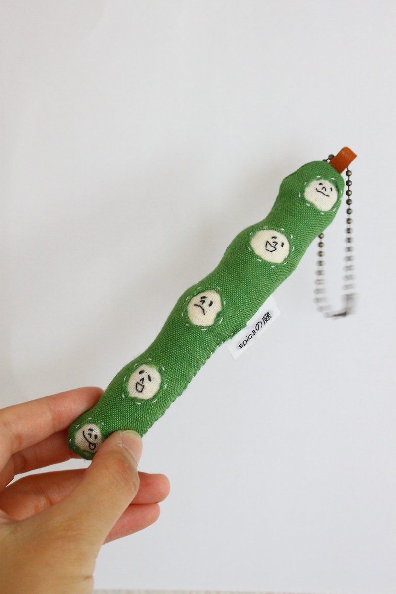 グリンピース　キーホルダー　ストラップ - 挂绳/吊绳 - 棉．麻 绿色