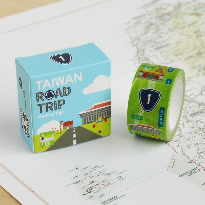 台湾公路旅行纸胶带–台1线 - 纸胶带 - 纸 多色