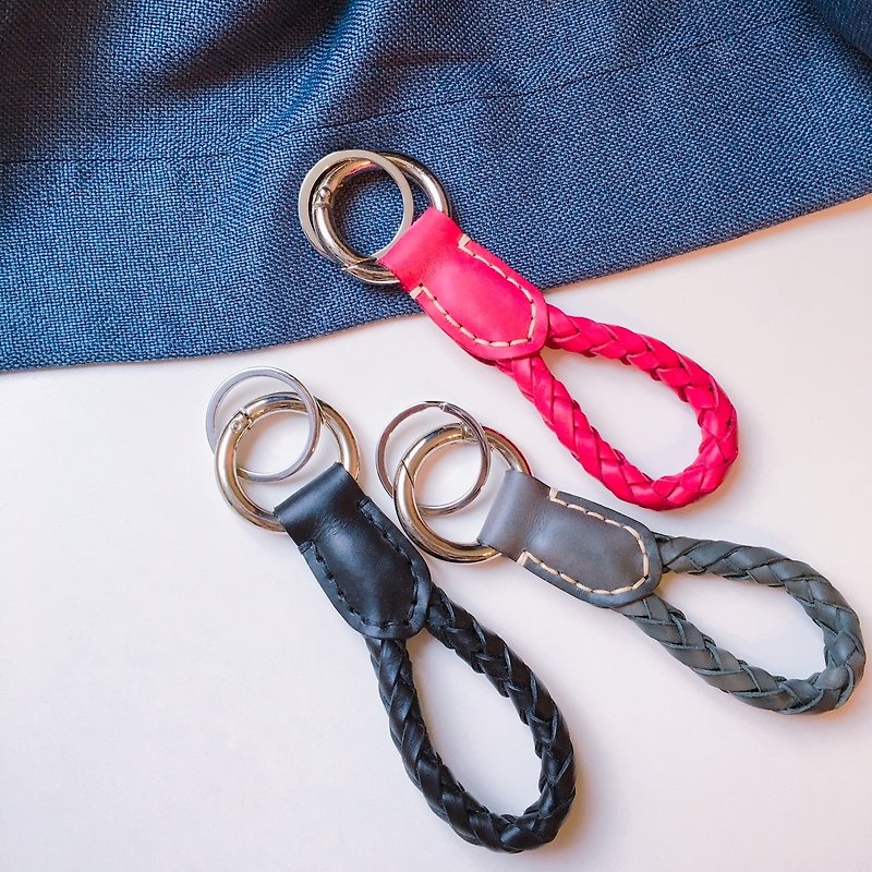 植鞣皮革编织钥匙圈 - 钥匙链/钥匙包 - 真皮 多色