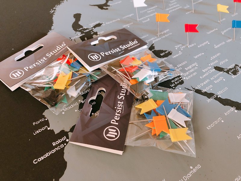 persist 川设计LOCUS轨迹世界地图专用补充长针小旗标造型图钉 - 墙贴/壁贴 - 塑料 多色