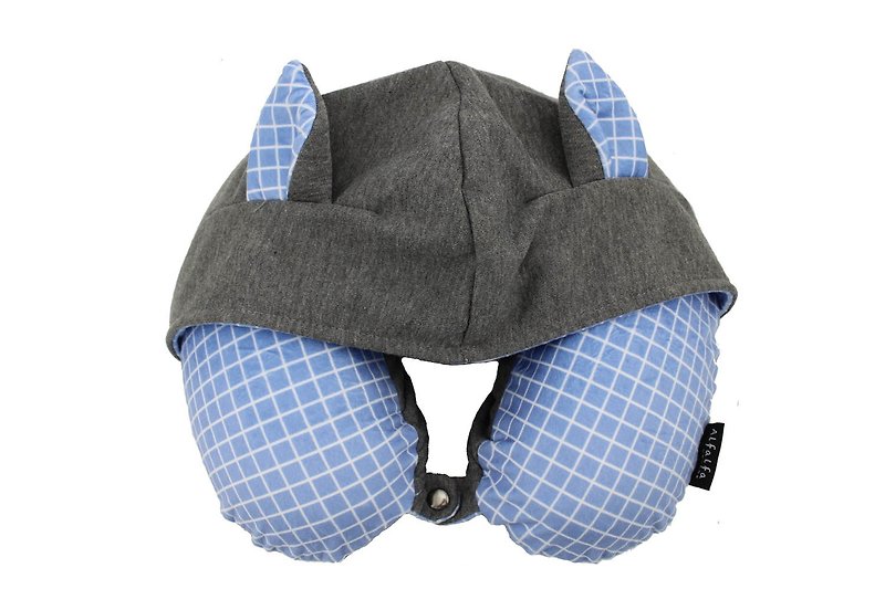 小猫耳有帽记忆棉颈枕 - 颈枕/旅行枕 - 聚酯纤维 蓝色