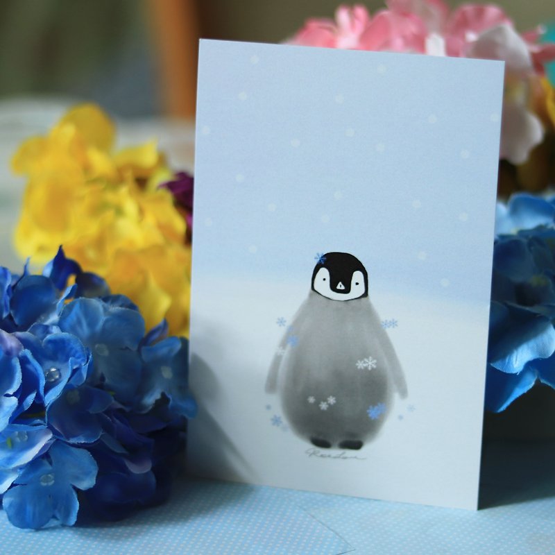 雪地小企鹅 (原创明信片) - 卡片/明信片 - 纸 蓝色