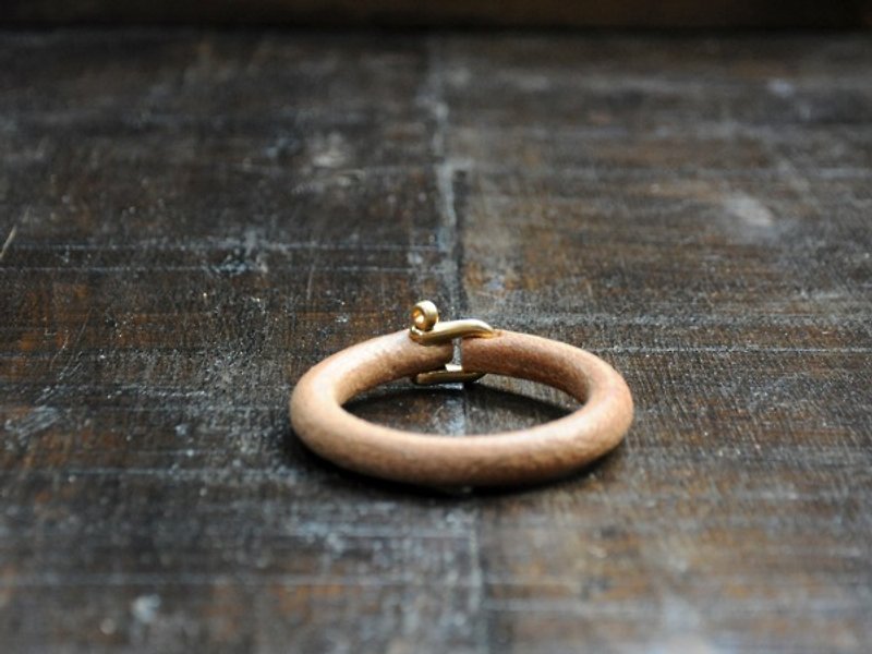 特色黄铜扣 手制皮革手环 ( 原色) - 手链/手环 - 真皮 咖啡色