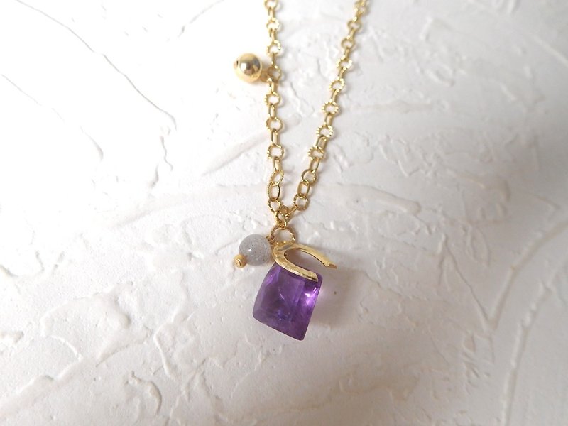 特制合金紫水晶马蹄坠饰中长链 - 长链 - 其他材质 紫色
