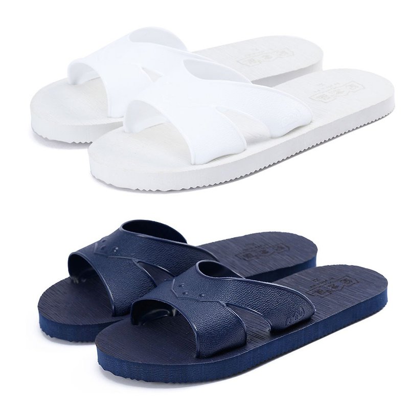 纯色の蓝白拖 (白/深蓝) - 拖鞋 - 塑料 多色