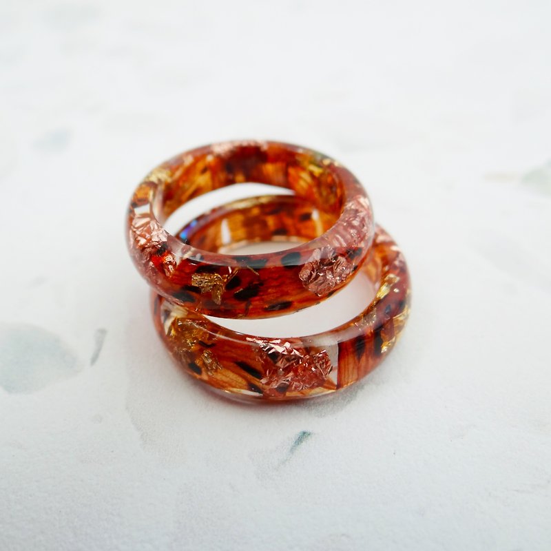 勿忘我树脂戒指 真花首饰 个性戒指 花卉 可堆叠 新娘的结婚戒指 - 戒指 - 植物．花 橘色