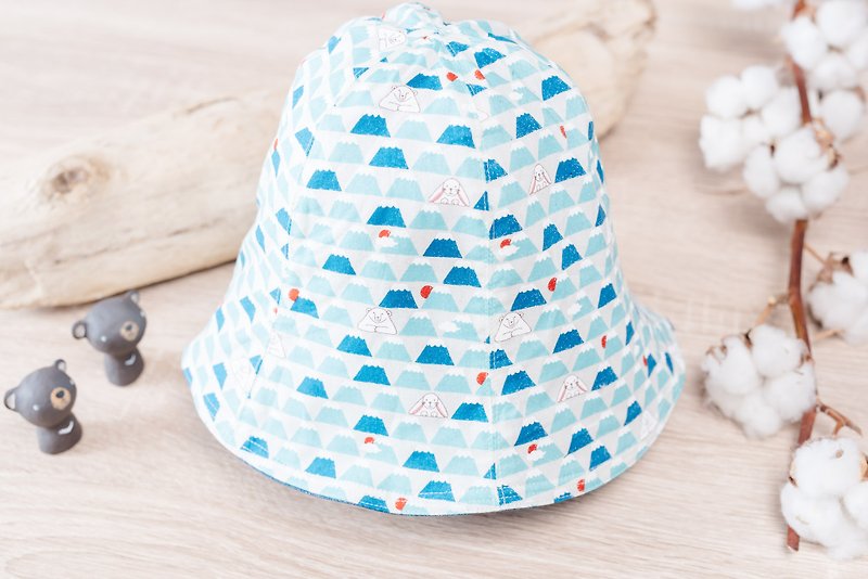 双面渔夫帽-ふじさん 富士山  婴儿 儿童 幼童 帽 幼儿 - 婴儿帽/发带 - 棉．麻 蓝色