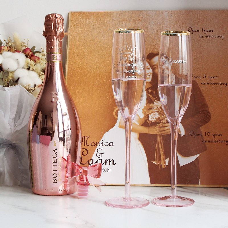 定制化礼物 闺蜜 结婚礼物|单色派对粉色bottega定制酒杯礼盒 - 酒类 - 玻璃 粉红色