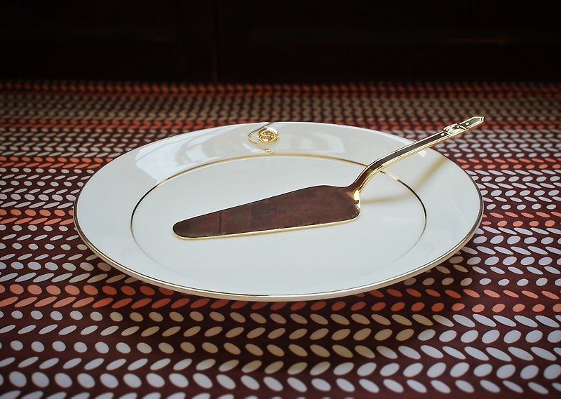 早期金色蛋糕盘与刀-Roberta di camerino (餐具/日本制/甜点) - 盘子/餐盘/盘架 - 瓷 金色