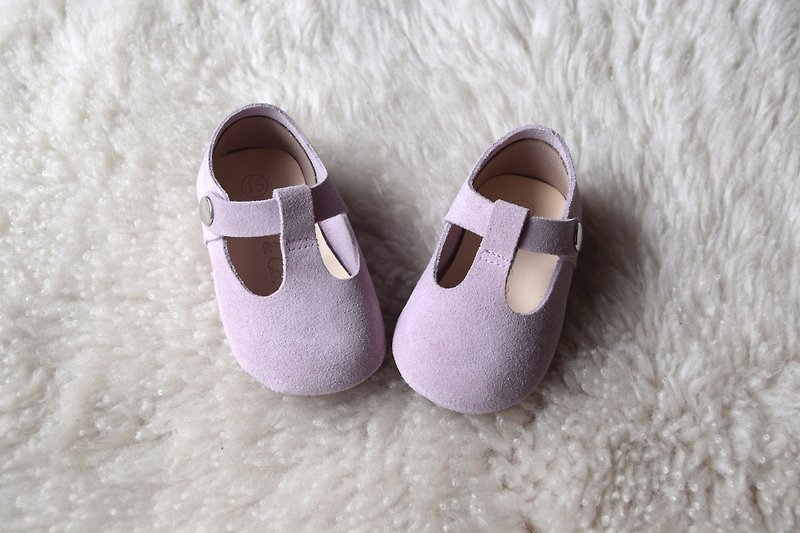 淡紫色女宝宝婴儿鞋 婴儿鞋 新生儿礼物 婴儿鞋 学步鞋 弥月礼物 - 婴儿鞋 - 真皮 紫色
