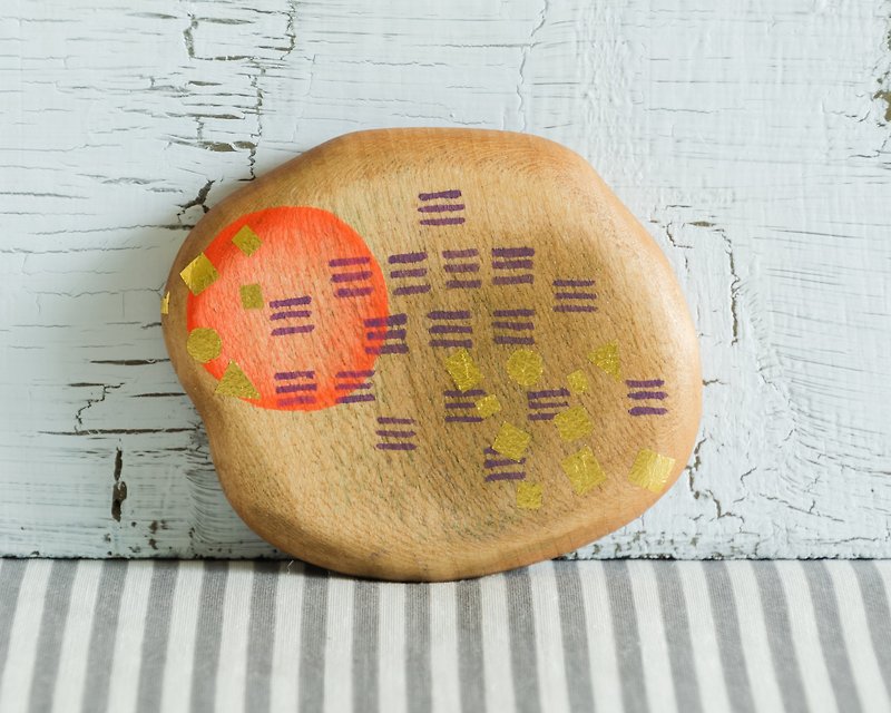 Abstract Hand Painted Wood Pocket Mirror (neon pink) - 彩妆刷具/镜子/梳子 - 木头 粉红色