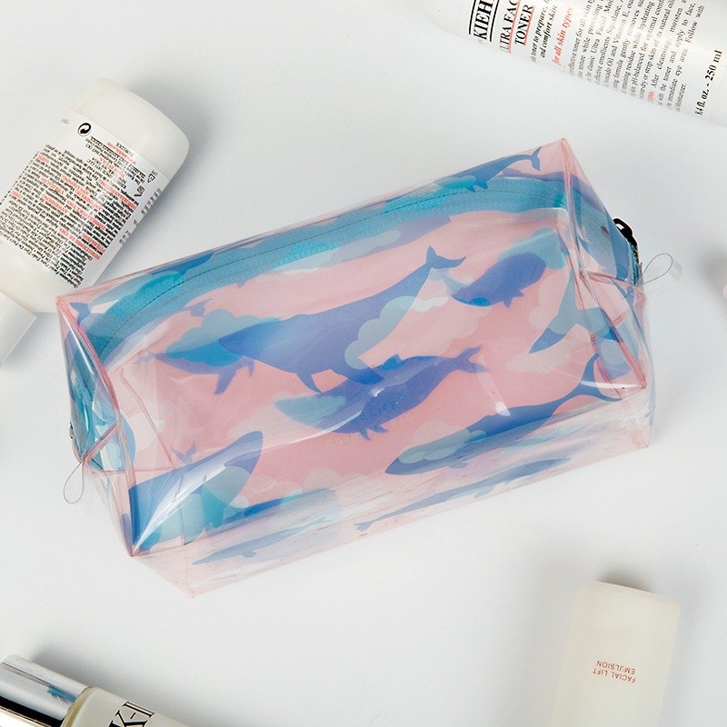 KIITOS 海物语系列透明PVC化妆包/杂物包--鲸鱼款(夏日游泳 装备 收纳) - 手拿包 - 塑料 粉红色