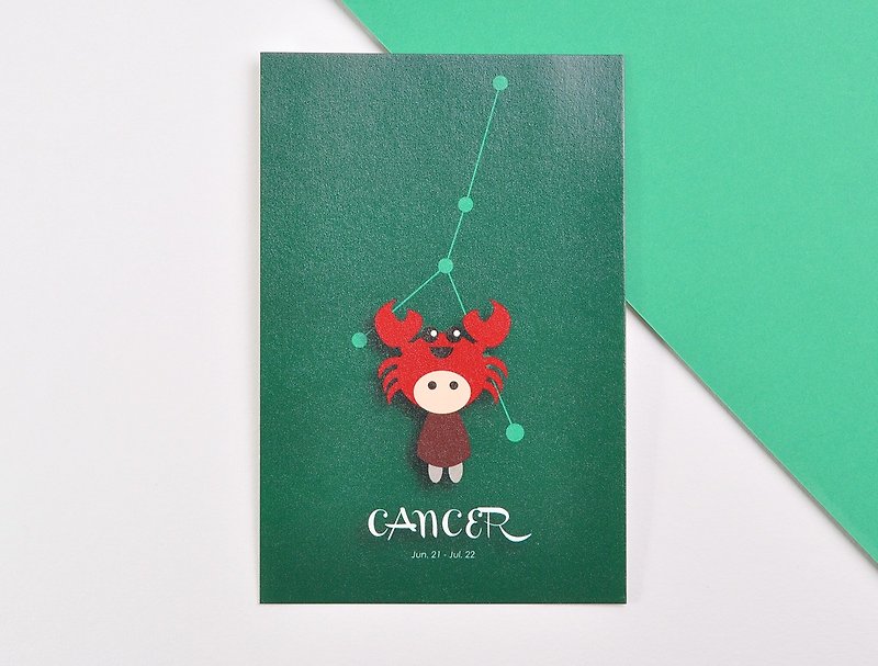十二星座生日卡明信片 - 巨蟹座 - 卡片/明信片 - 纸 绿色