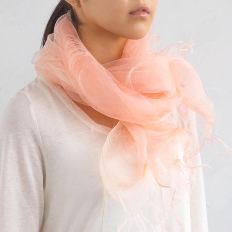 草木染二重羽衣マフラー 桜染ピンク - 丝巾 - 其他材质 粉红色