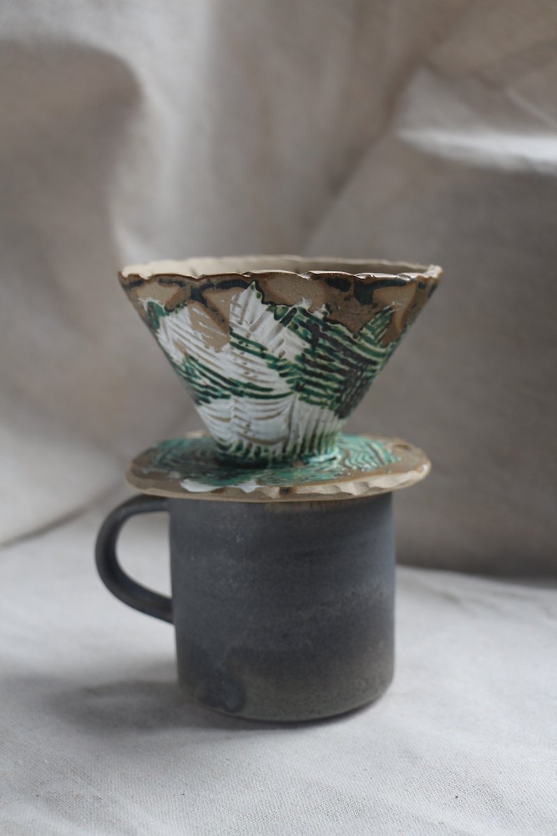 一抹绿 咖啡滤杯 手作陶 - 咖啡壶/周边 - 陶 