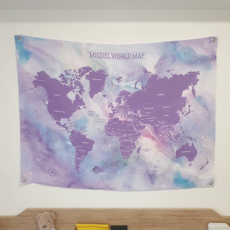 【定制】世界地图挂布/名字订制/紫 - 海报/装饰画/版画 - 其他材质 紫色
